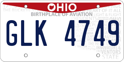 OH license plate GLK4749