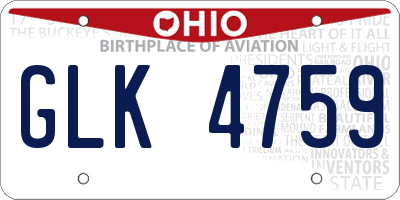 OH license plate GLK4759