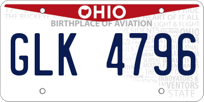 OH license plate GLK4796