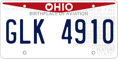 OH license plate GLK4910