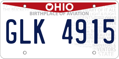 OH license plate GLK4915
