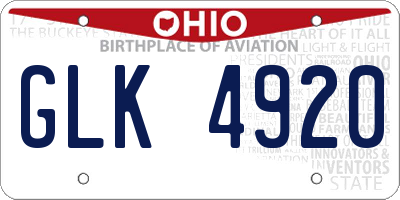 OH license plate GLK4920