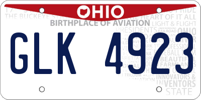 OH license plate GLK4923
