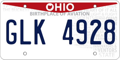 OH license plate GLK4928