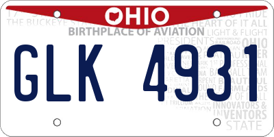 OH license plate GLK4931