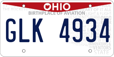 OH license plate GLK4934