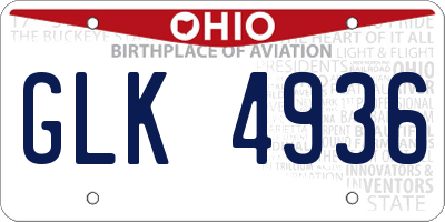 OH license plate GLK4936
