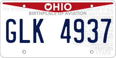 OH license plate GLK4937