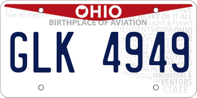 OH license plate GLK4949