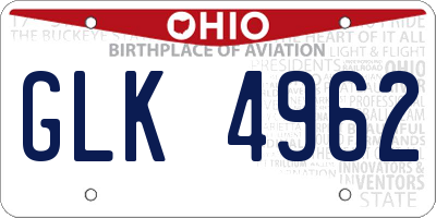 OH license plate GLK4962