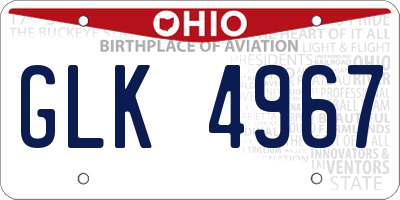 OH license plate GLK4967