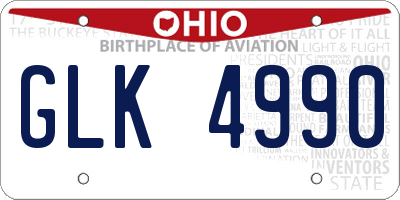 OH license plate GLK4990