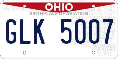 OH license plate GLK5007