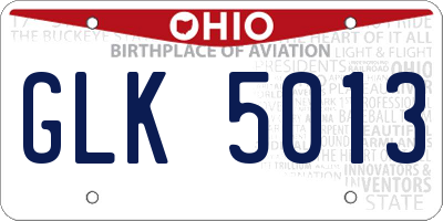OH license plate GLK5013