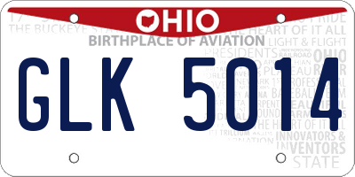 OH license plate GLK5014
