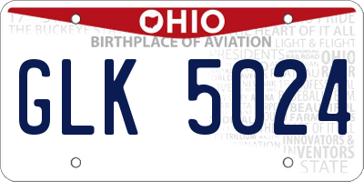 OH license plate GLK5024