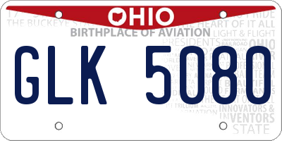 OH license plate GLK5080