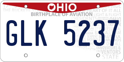 OH license plate GLK5237