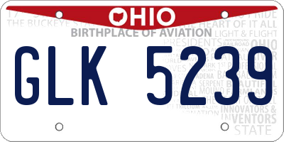 OH license plate GLK5239