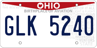 OH license plate GLK5240