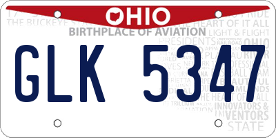 OH license plate GLK5347