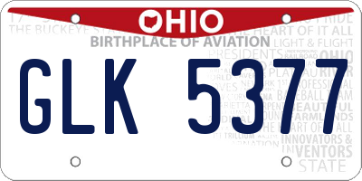OH license plate GLK5377