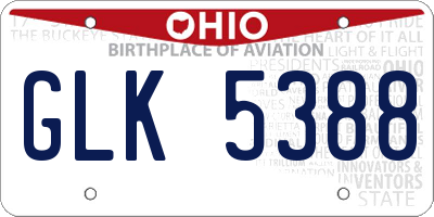 OH license plate GLK5388