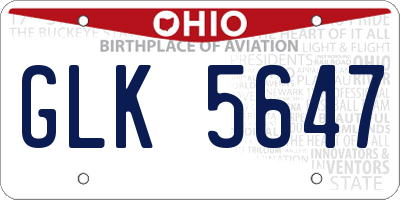 OH license plate GLK5647