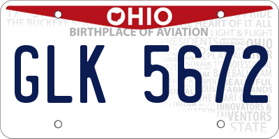 OH license plate GLK5672