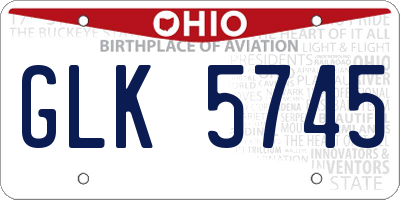 OH license plate GLK5745
