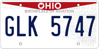 OH license plate GLK5747