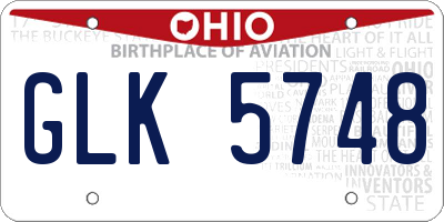 OH license plate GLK5748
