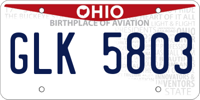 OH license plate GLK5803