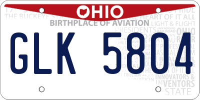 OH license plate GLK5804