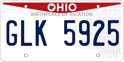 OH license plate GLK5925