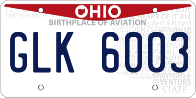 OH license plate GLK6003