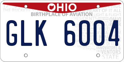 OH license plate GLK6004