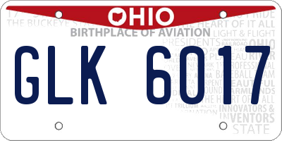 OH license plate GLK6017