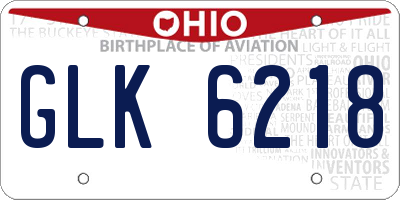 OH license plate GLK6218