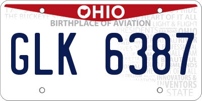 OH license plate GLK6387