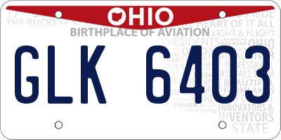 OH license plate GLK6403