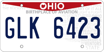OH license plate GLK6423
