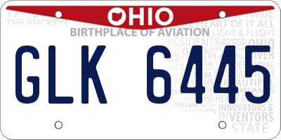 OH license plate GLK6445