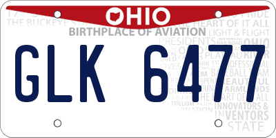 OH license plate GLK6477