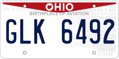 OH license plate GLK6492