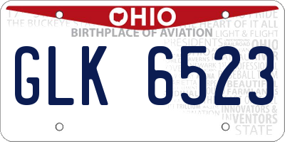 OH license plate GLK6523