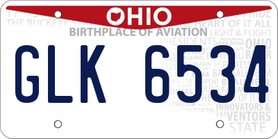 OH license plate GLK6534