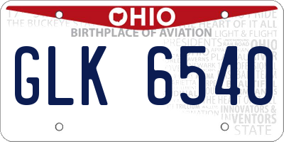 OH license plate GLK6540