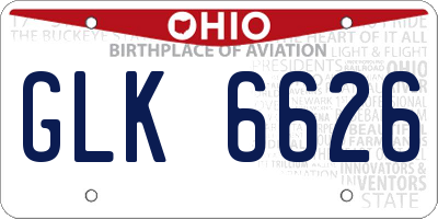 OH license plate GLK6626