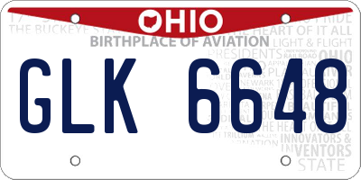 OH license plate GLK6648